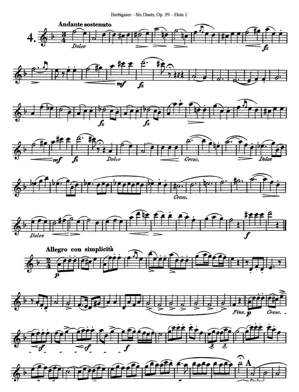 博比格6首长笛二重奏练习曲Op.59（Flute 1）