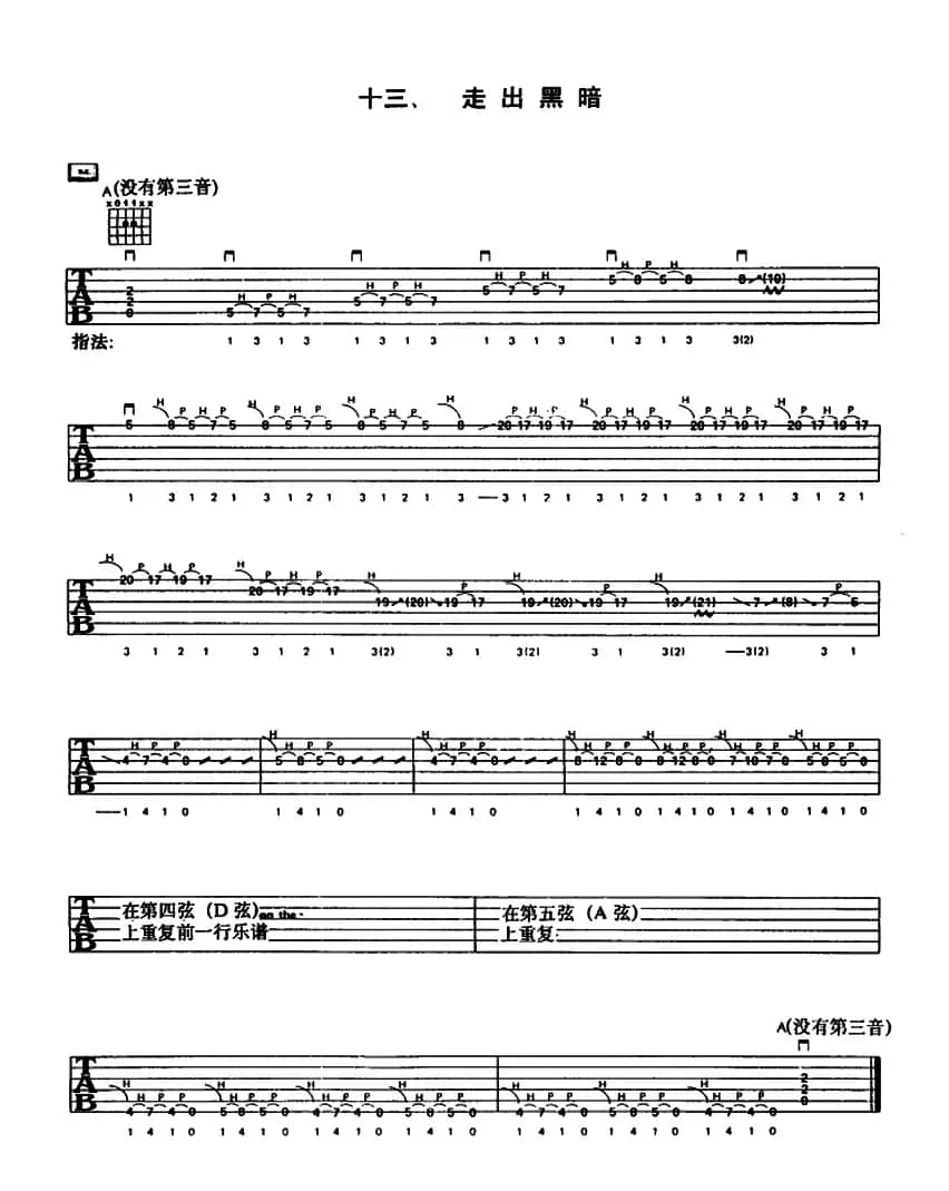 重金属吉他演奏示范曲谱（十三、走出黑暗）