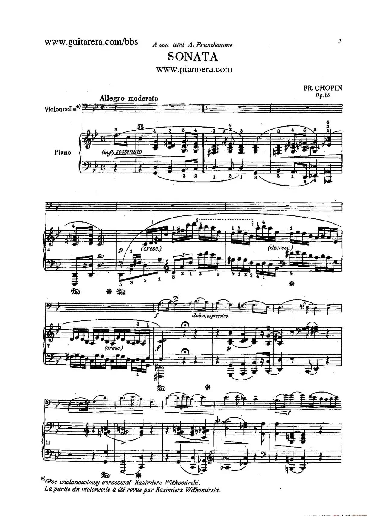 Sonata for Cello and Piano in g Minor Op.65（g小调大提琴奏鸣曲·大提琴+钢琴）