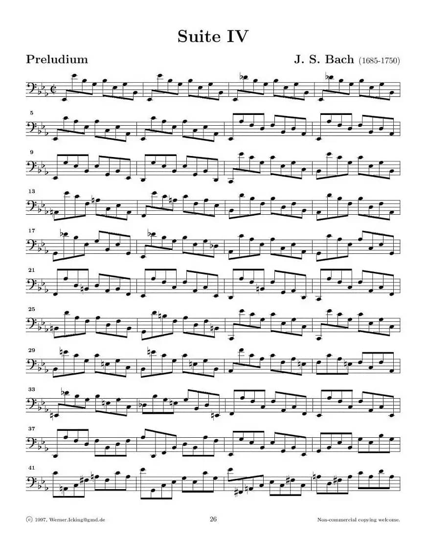 巴赫无伴奏大提琴练习曲之四