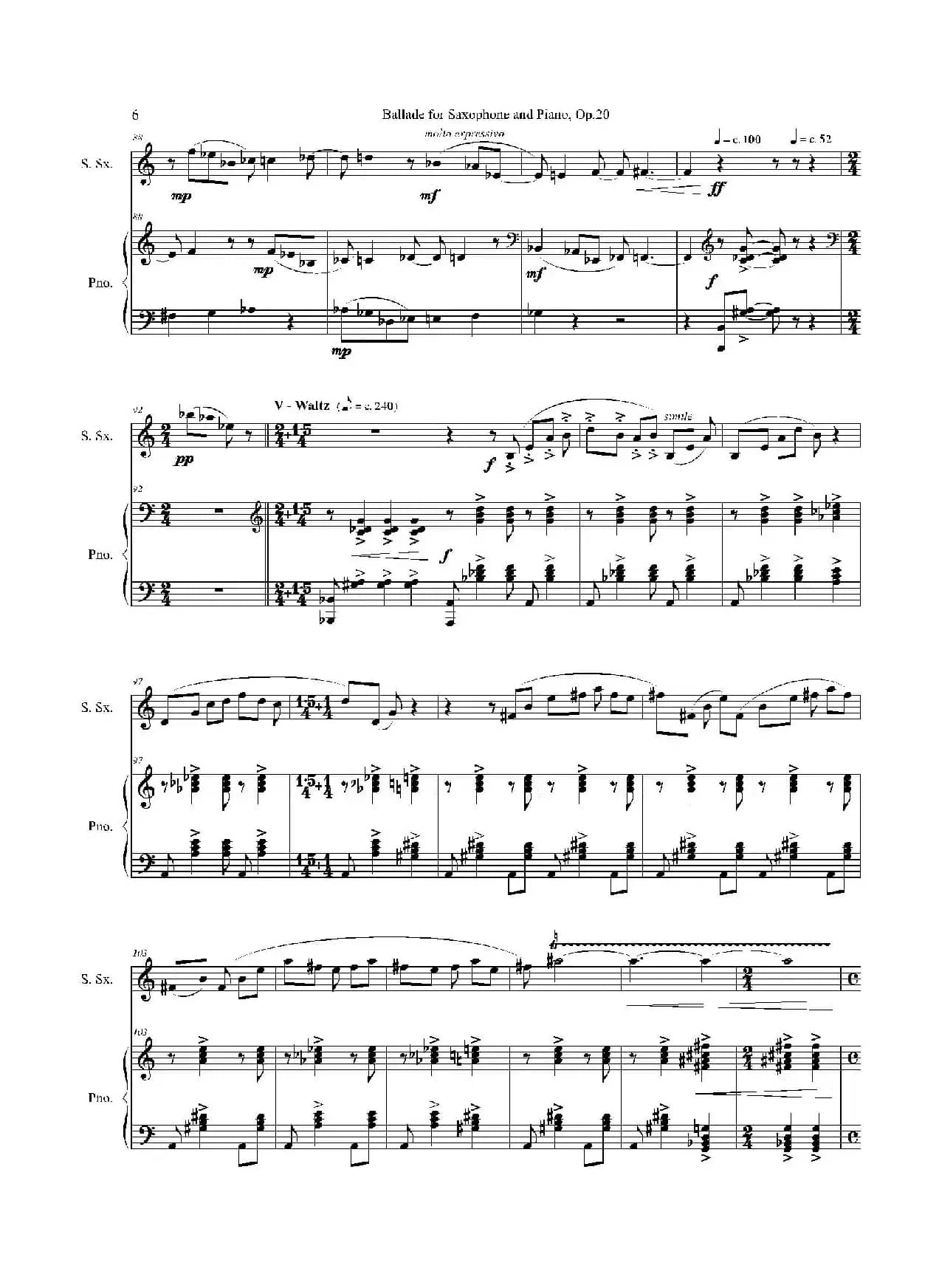 Ballade（叙事曲）Op.20（高音萨克斯+钢琴伴奏）