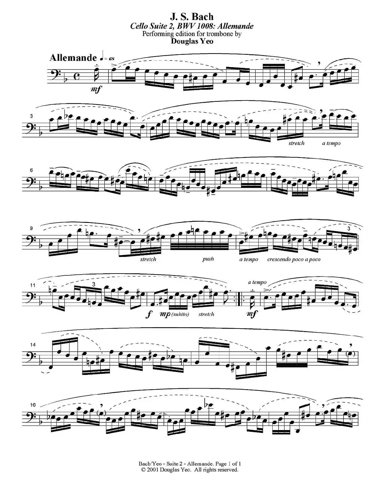 Douglas Yeo - Allemande（阿勒曼德舞曲）（低音长号）