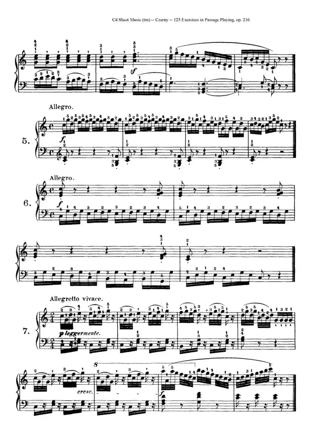 125 Exercises in Passage Playing Op.261（车尔尼125首钢琴短乐句练习曲（1——21））