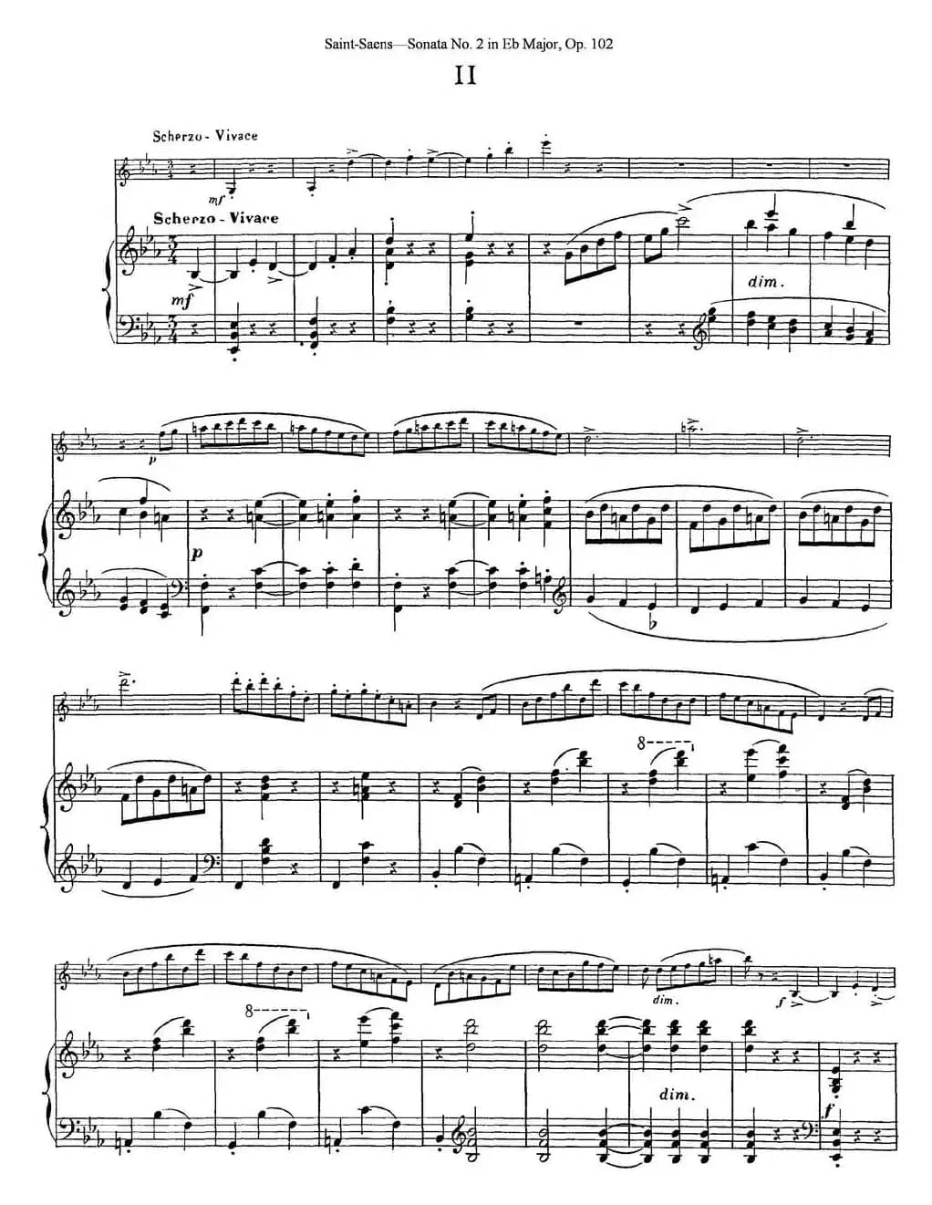 Violin Sonata No.2 in Eb Major Op.102（小提琴+钢琴伴奏）