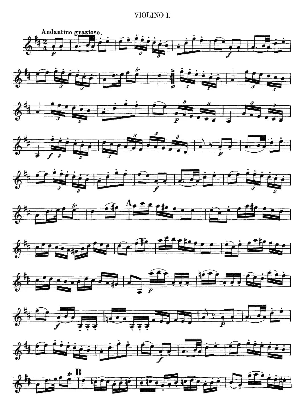 Mozart《Quartet No.13 in D Minor,K.173》（Violin 1分谱）