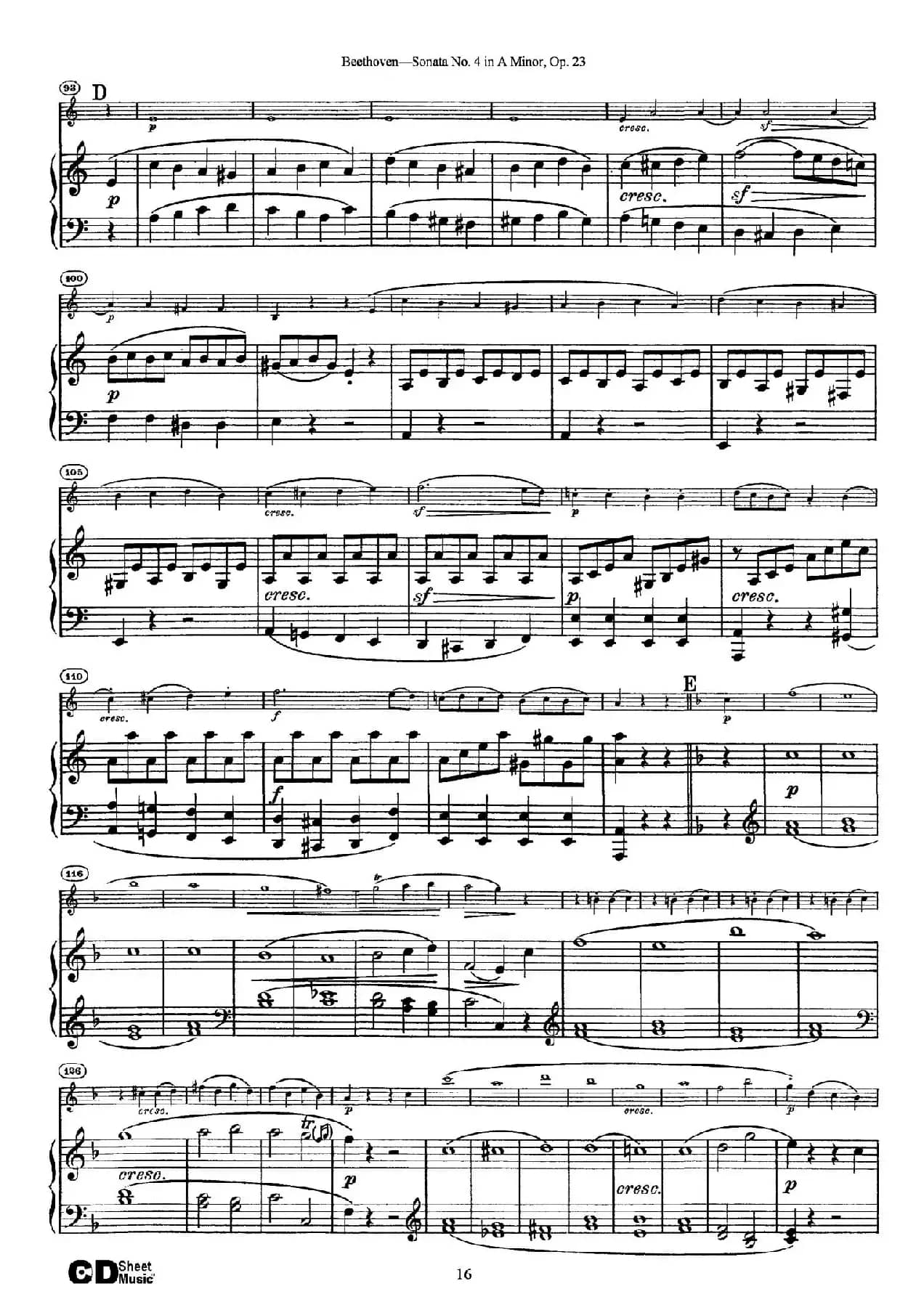 A小调第四小提琴奏鸣曲（Sonata No.4 in A Minor Op.23）（小提琴+钢琴伴奏）