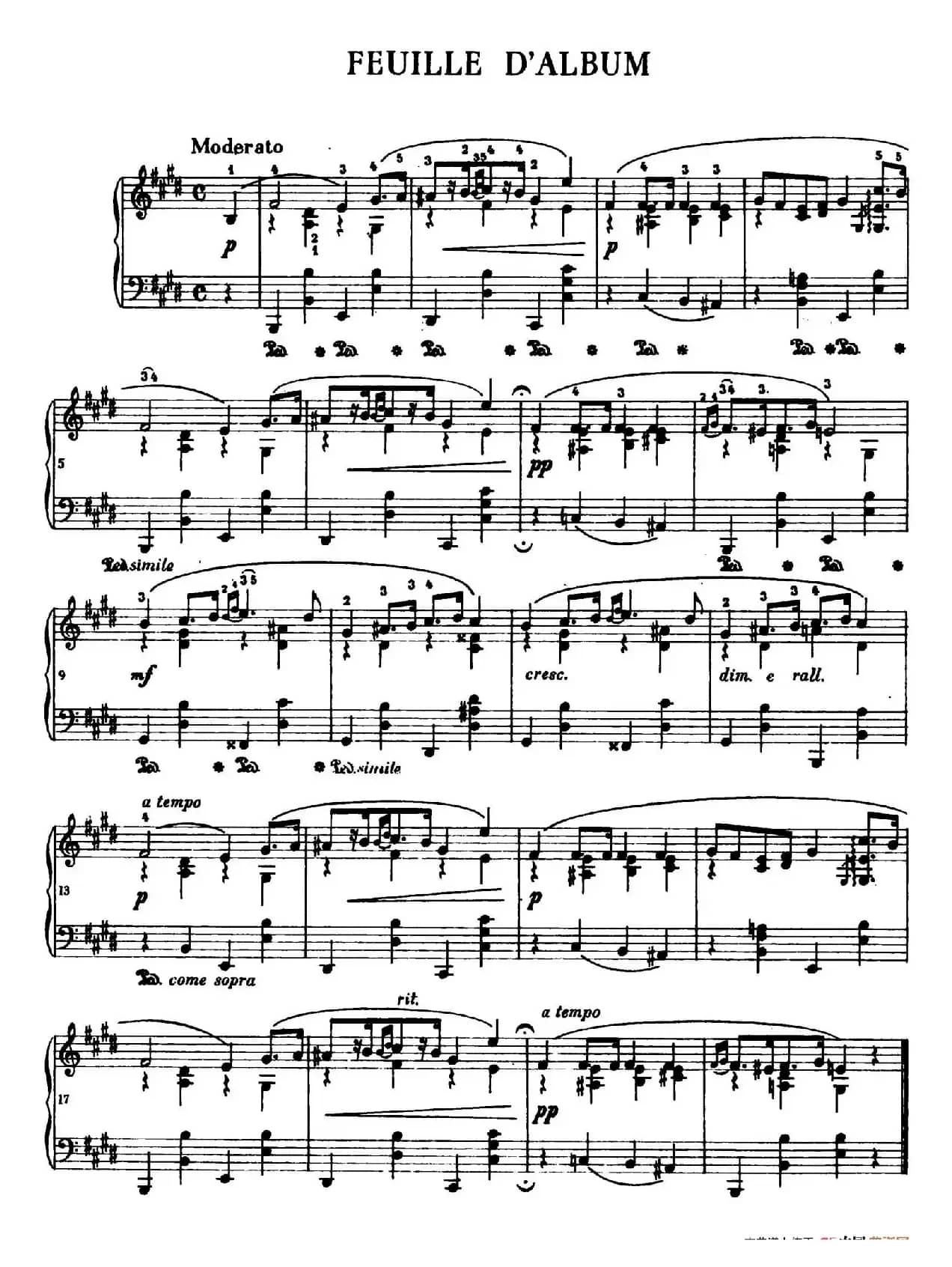 Feuille d'Album（纪念册的一页）