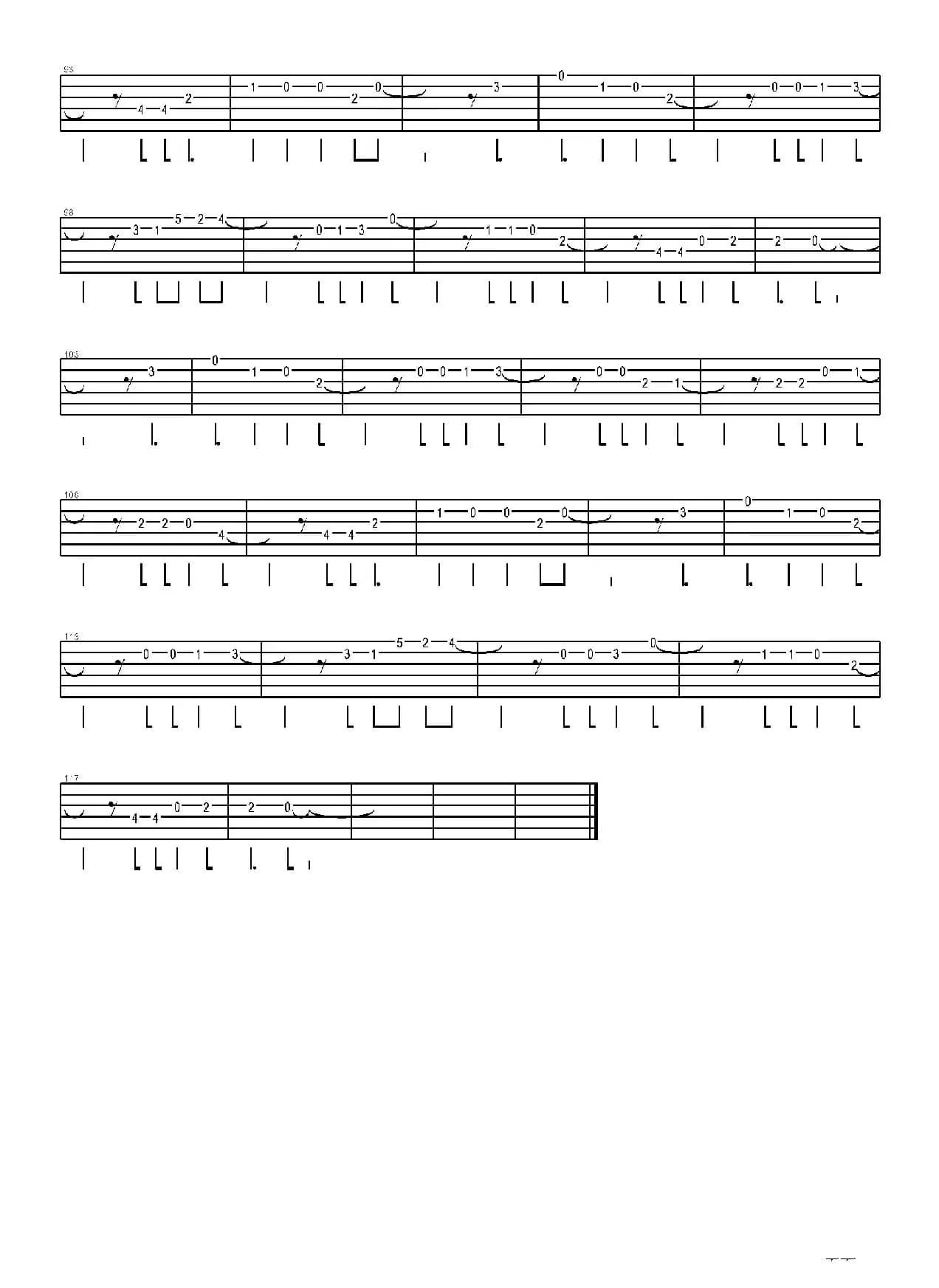 疯狂世界（指弹吉它谱）