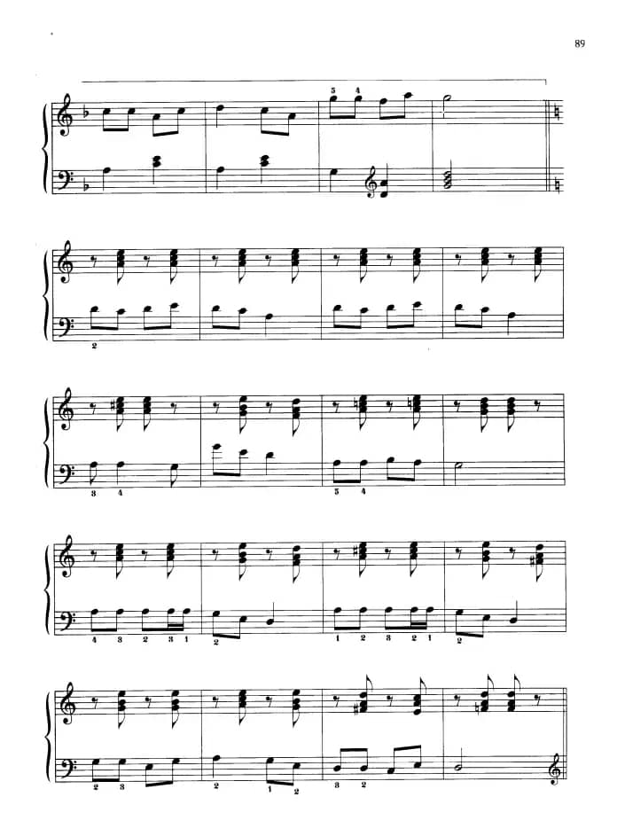 110首中国民歌钢琴小曲集：五朵花儿开