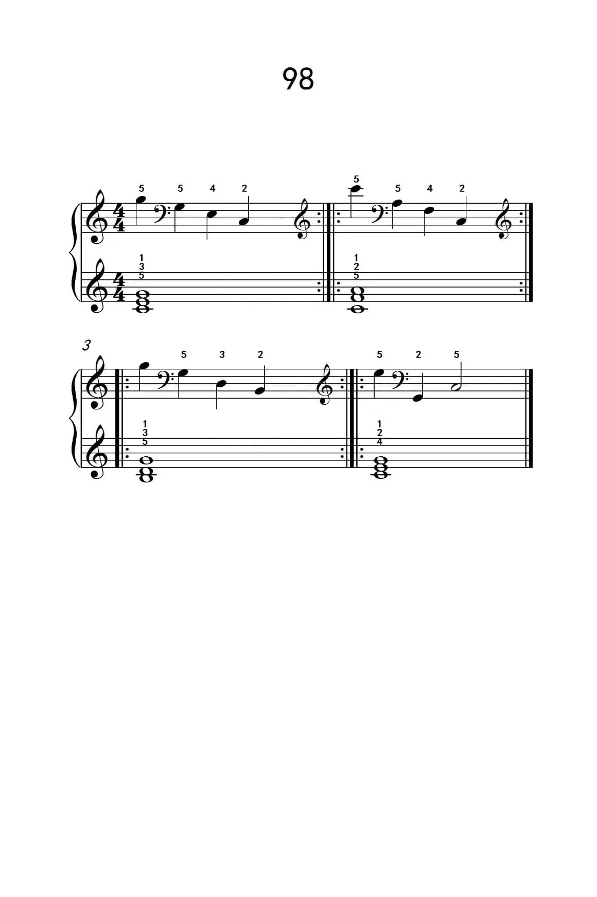 两手交替或交错弹奏的练习 98（儿童钢琴手指练习 2）