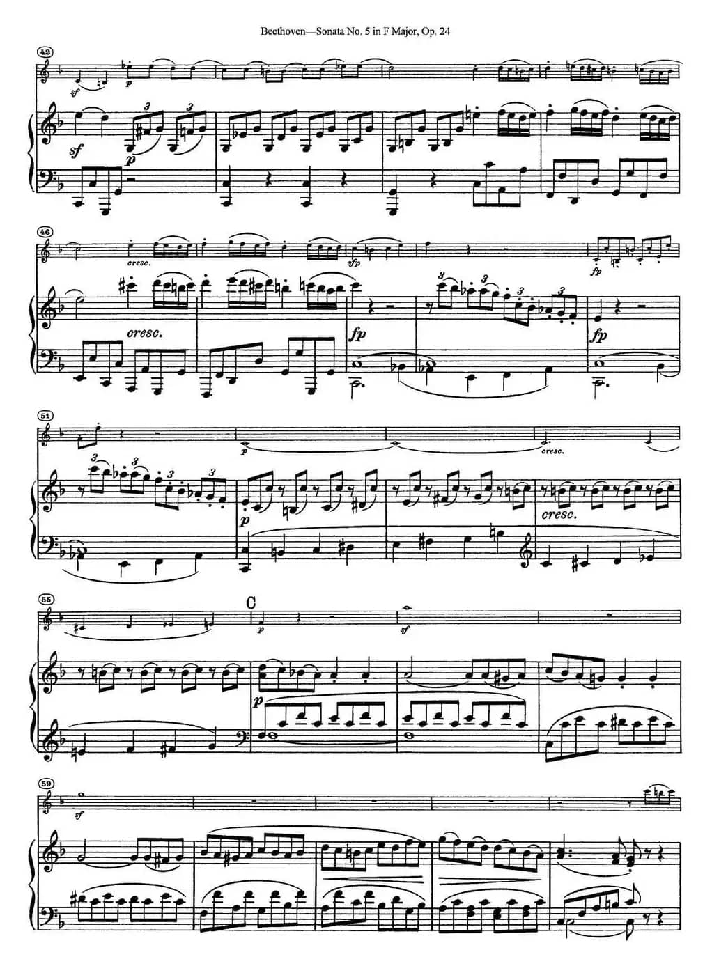 Violin Sonata No.5 in F Major Op.24（小提琴+钢琴伴奏）