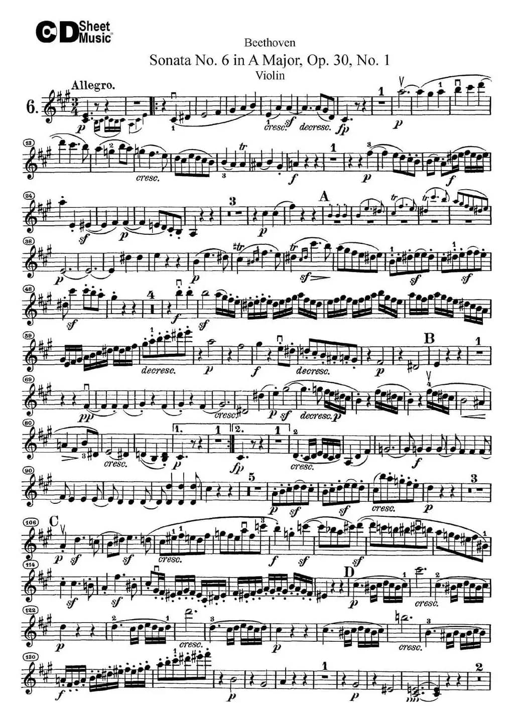Violin Sonata No.6 in A Major Op.30 No.1