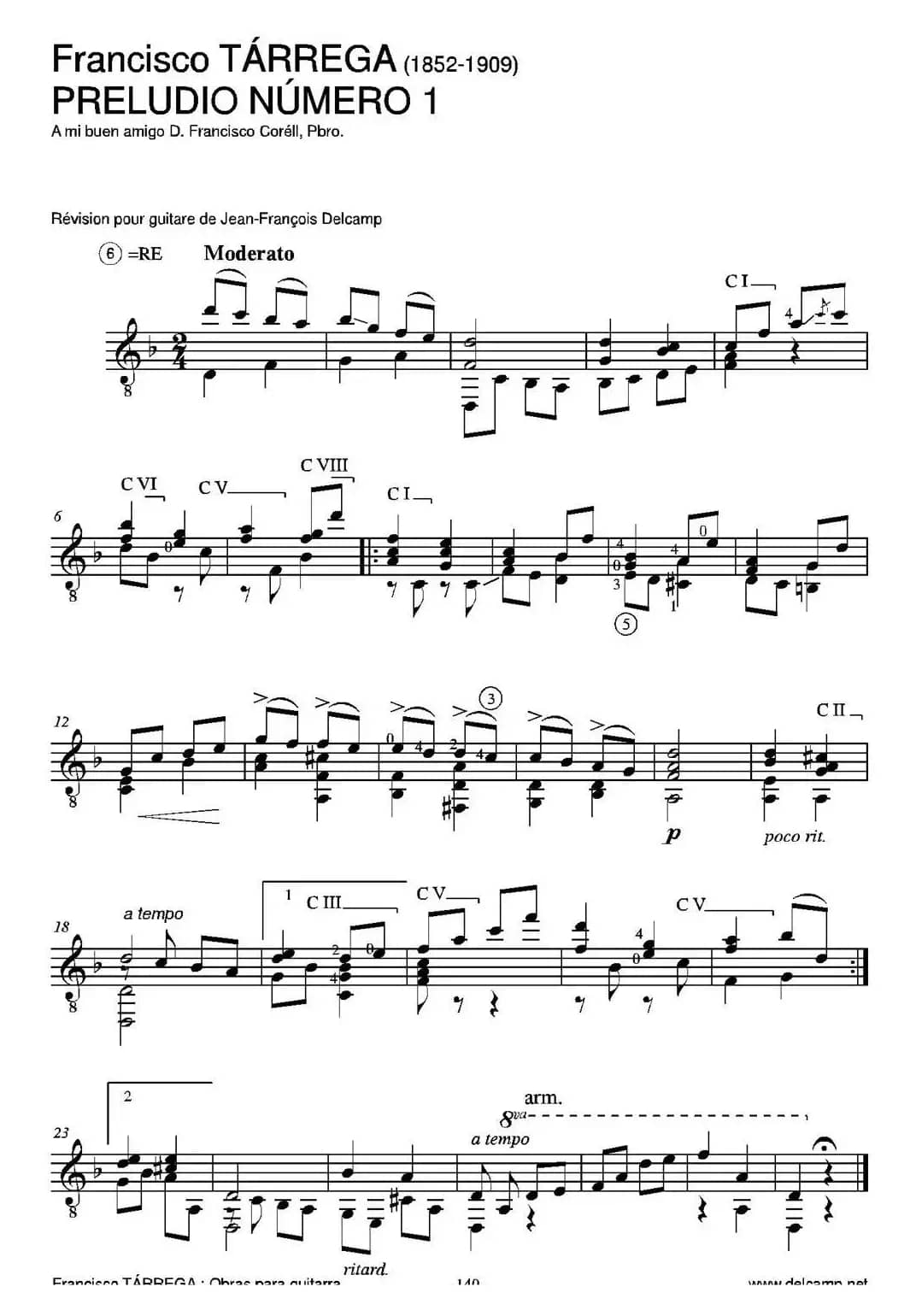 PRELUDIO NUMERO 1(A mi buen amigo D.Francisco CorellPbro.)(古典吉他)