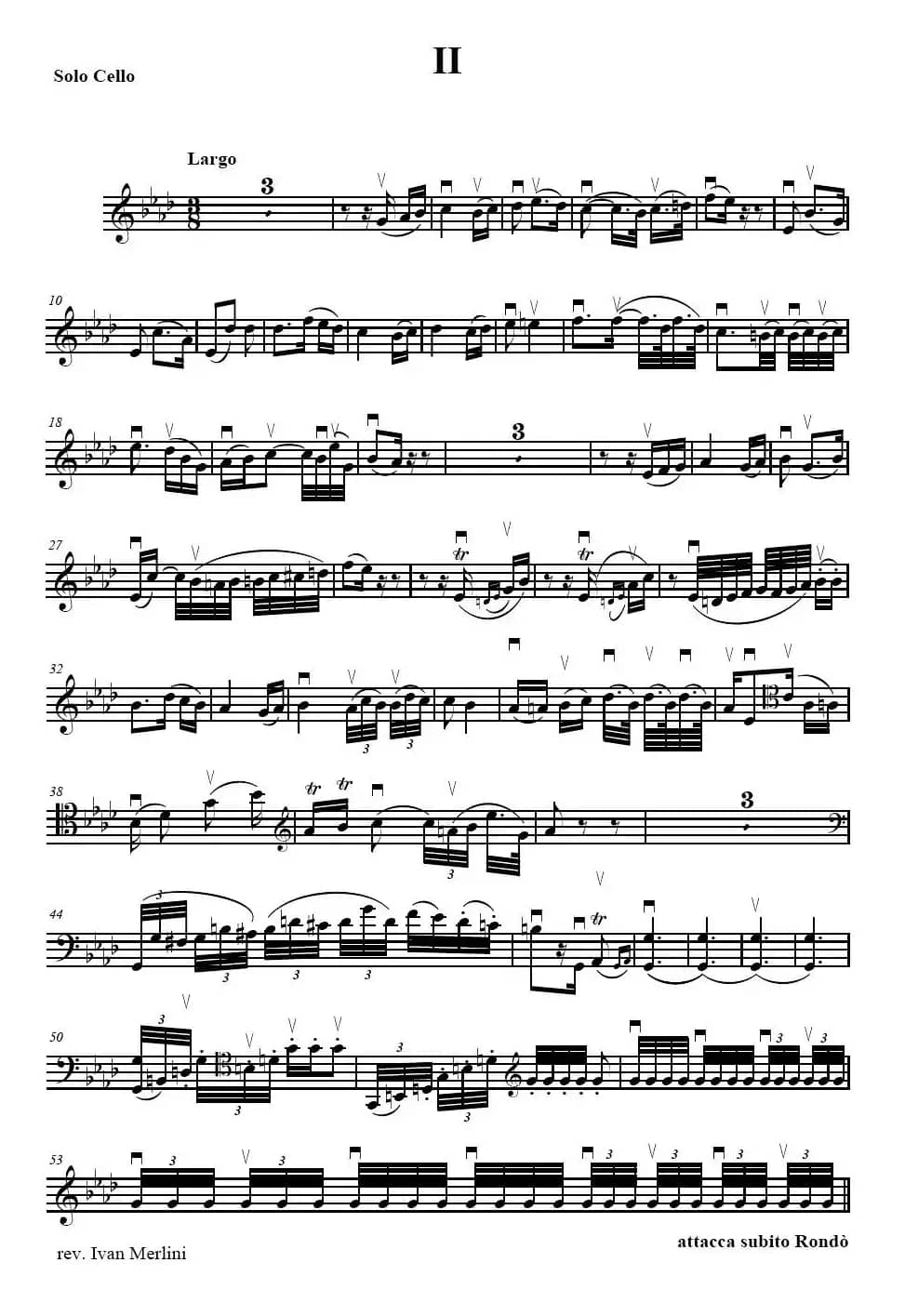 贝多芬  C大调三重协奏曲 第二乐章 作品56（大提琴分谱）