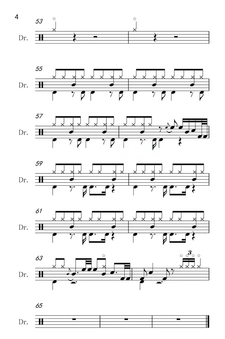 何日君再来（架子鼓谱）