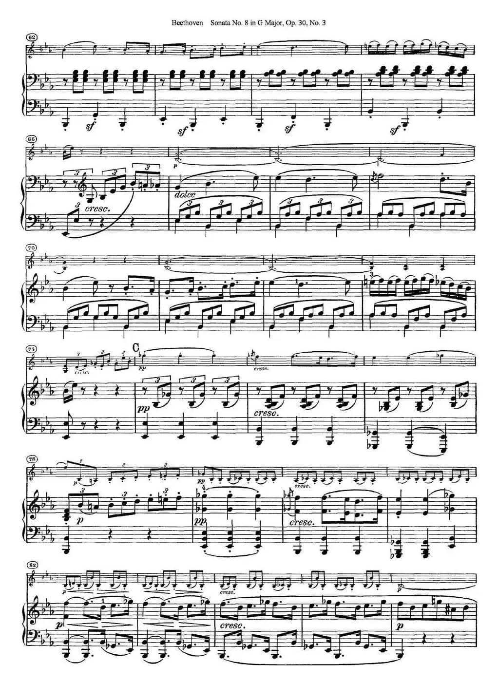 Violin Sonata No.8 in G Major Op.30 No.3（小提琴+钢琴伴奏）