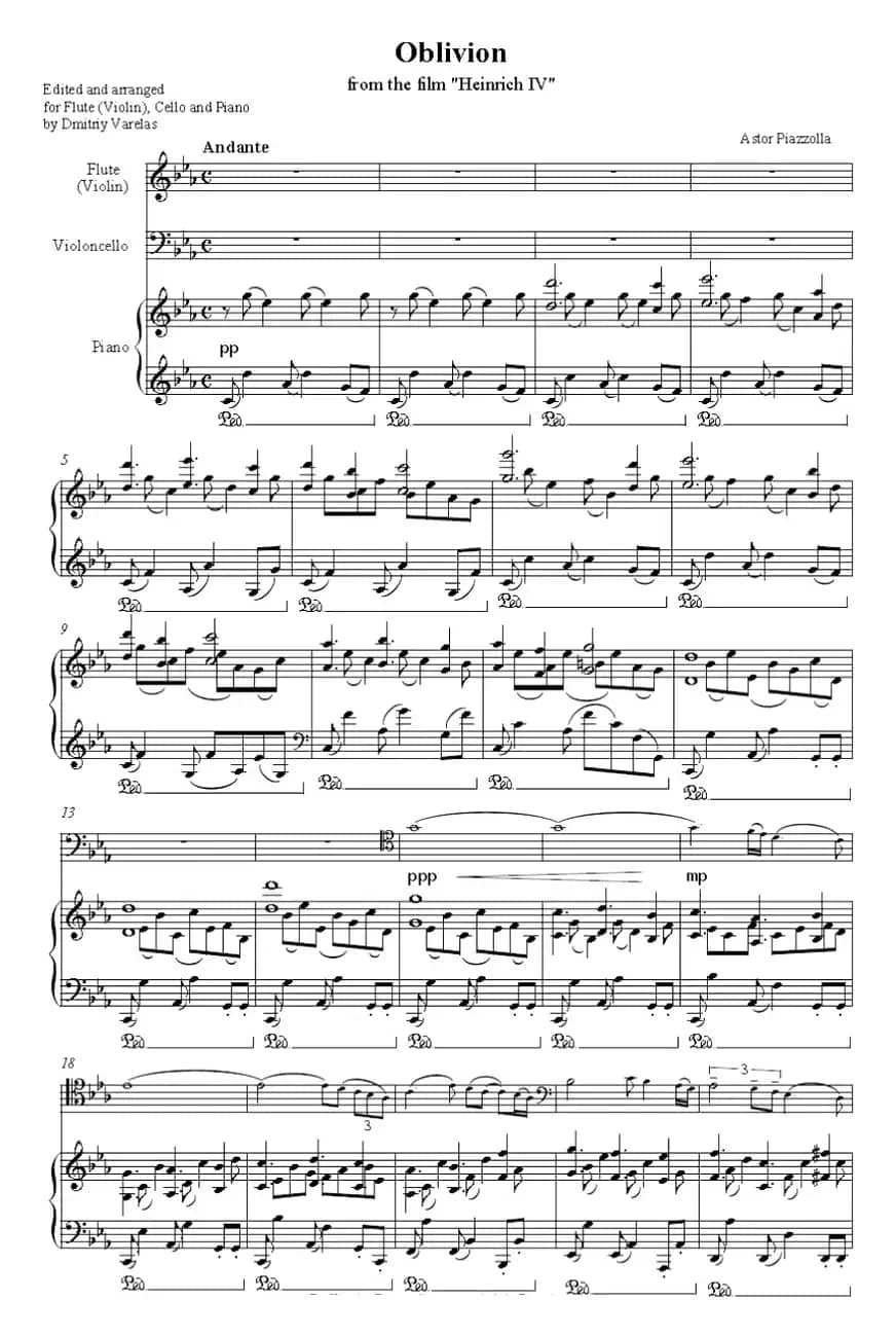 Oblivion 遗忘（小提琴+大提琴+钢琴伴奏）