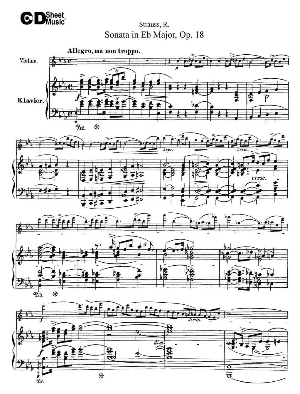Violin Sonata in Eb Major Op.18（小提琴+钢琴伴奏）