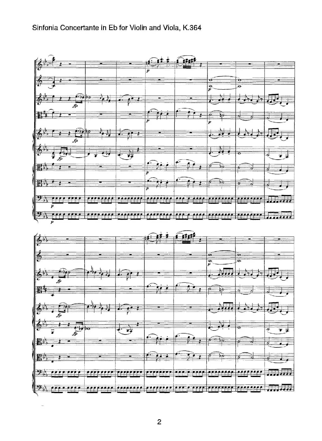 降E大调交响协奏曲（《Sinfonia Concertante in Eb》for Violin and Viola K.364）