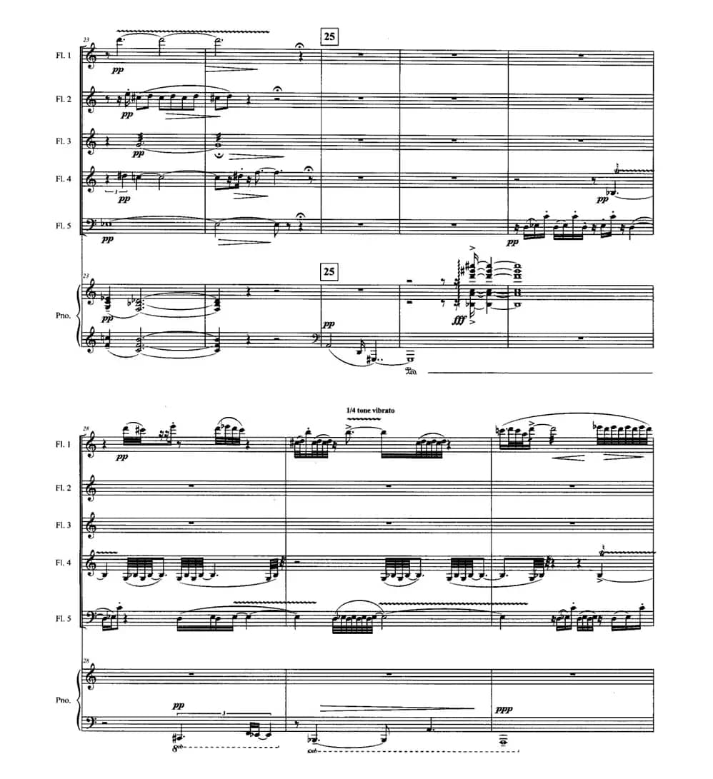 忆南国（五支长笛+钢琴）