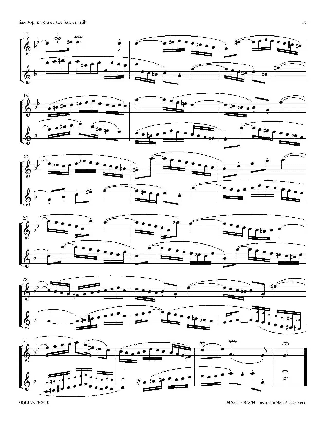 Inventions 巴赫15首创意曲（二重奏—9）