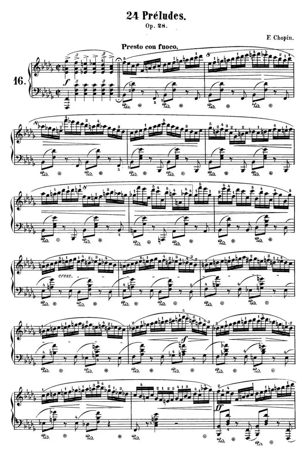 肖邦 24首钢琴前奏曲 Op.28 No.16 降B小调