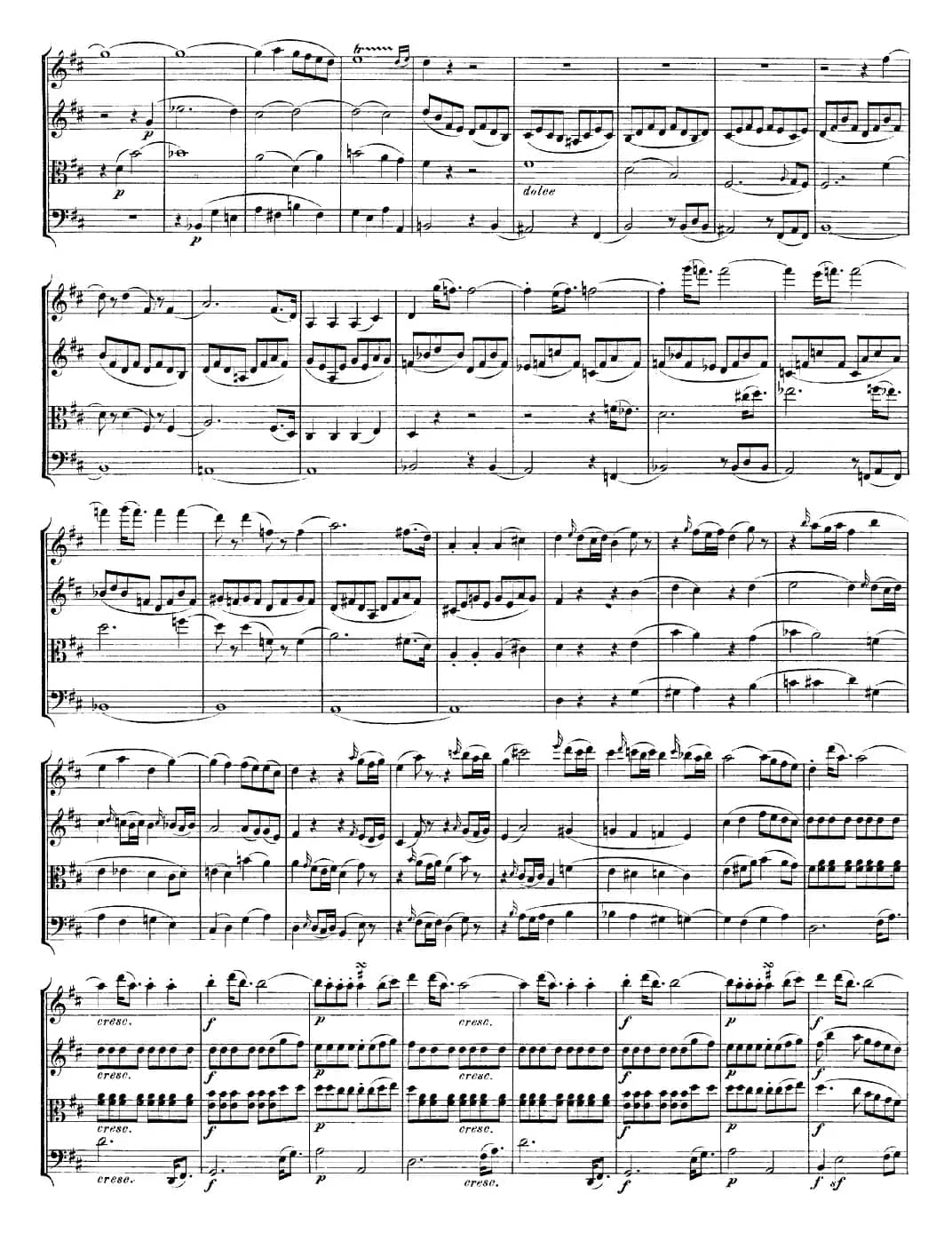 Mozart《Quartet No.20 in D Major,K.499》（总谱）