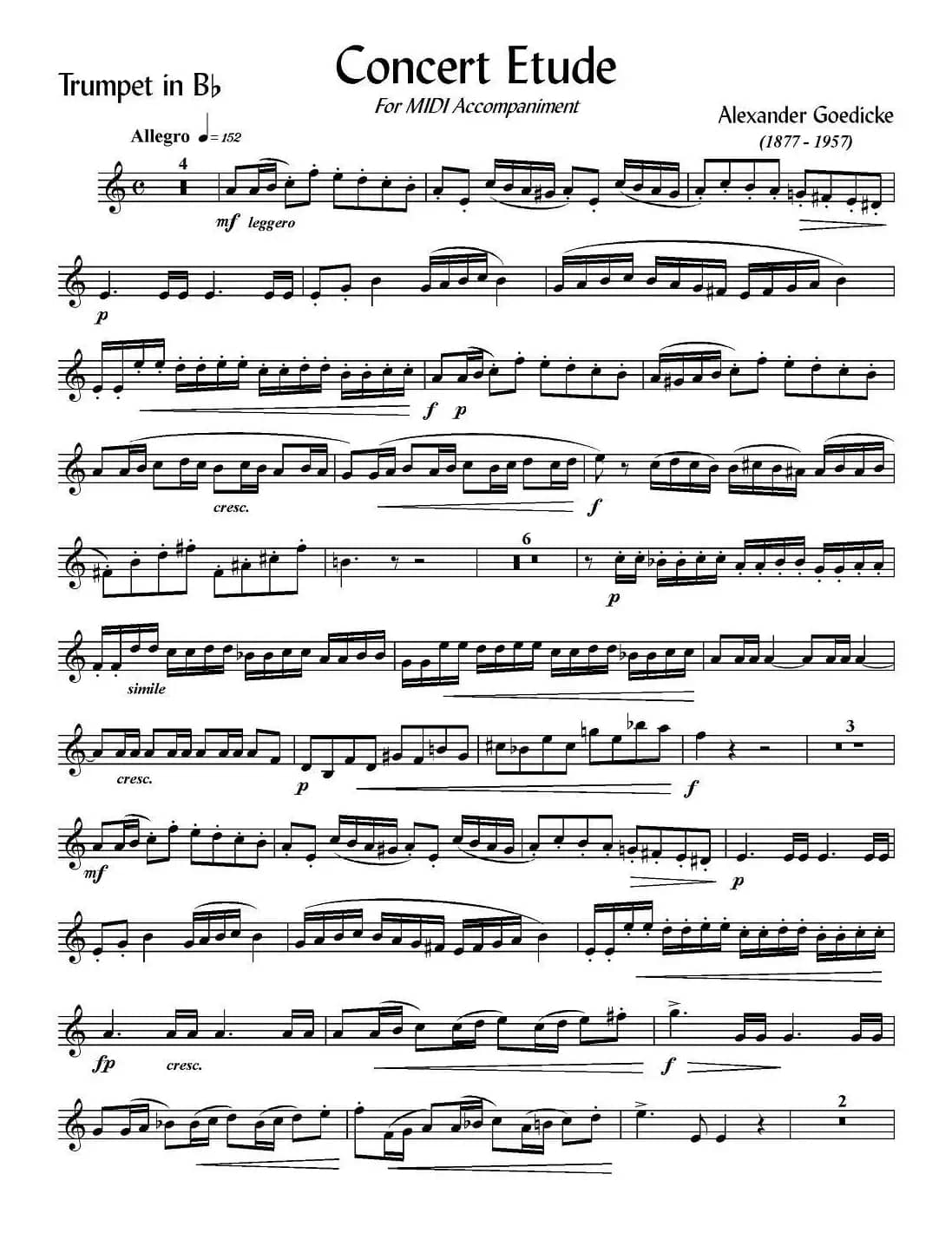 Concert Etude （音乐会练习曲、Bb调）（小号）