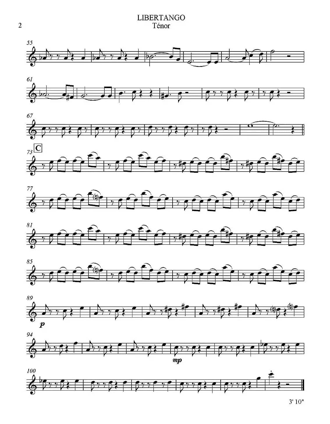 LIBERTANGO（探戈灵魂）（四重奏之次中音萨克斯分谱）