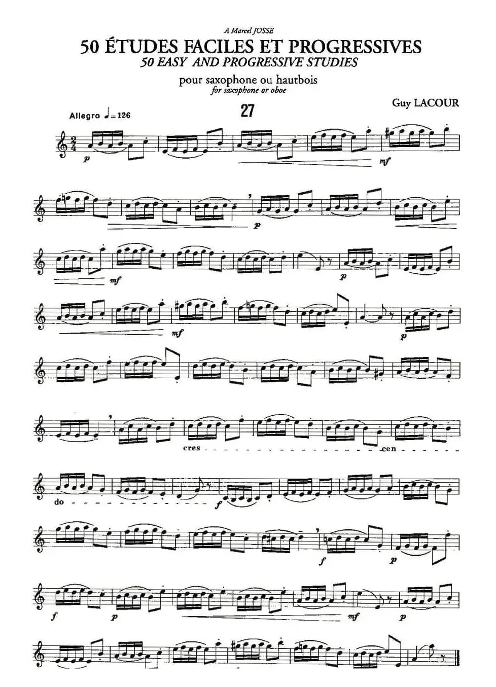 Guy Lacour 50 首萨克斯练习曲之27