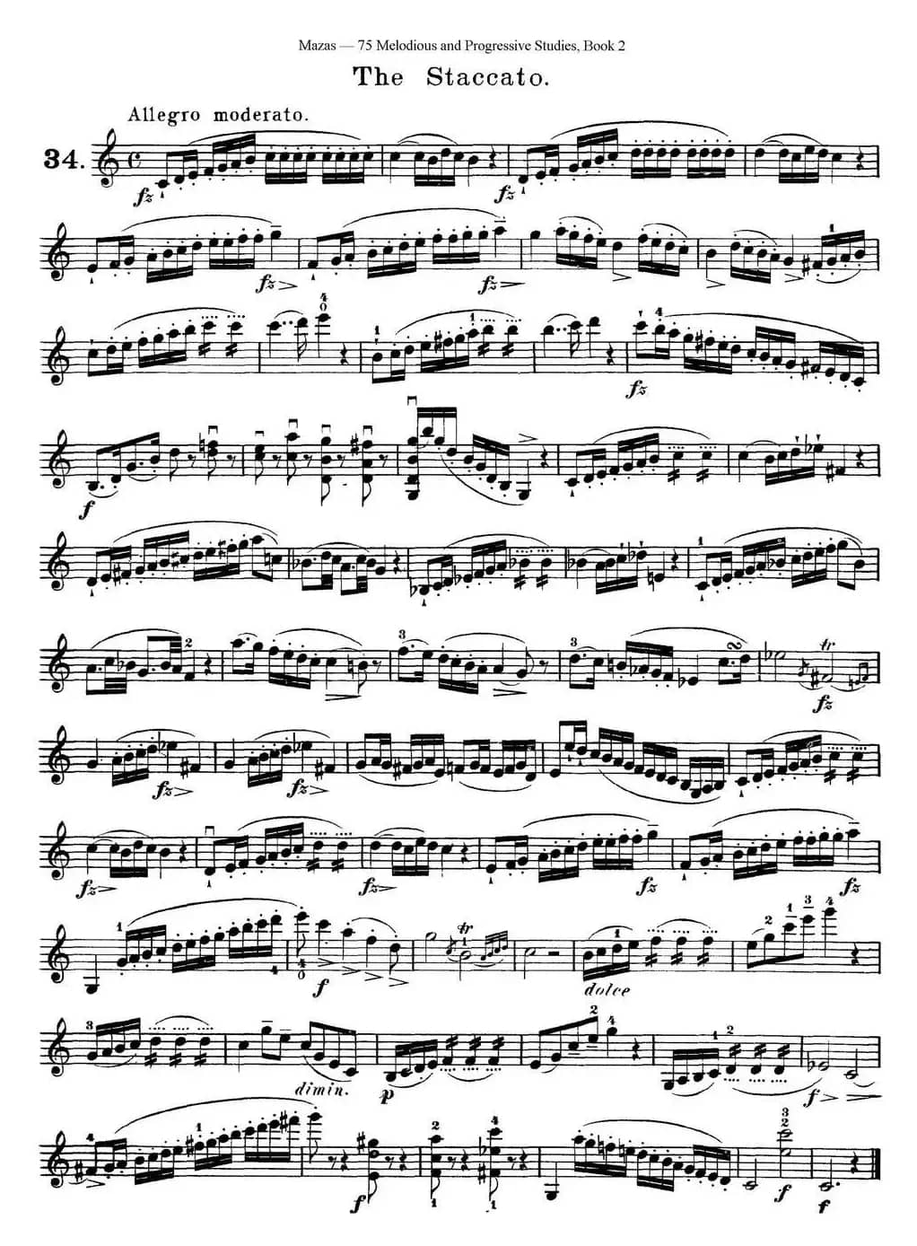 马扎斯小提琴练习曲 Op.36 第二册 华丽练习曲（34）