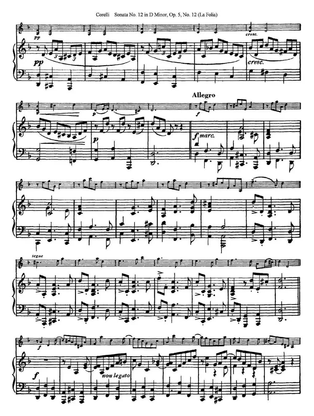 Sonata No.12 in D Minor Op.5 No.12（小提琴+钢琴伴奏）