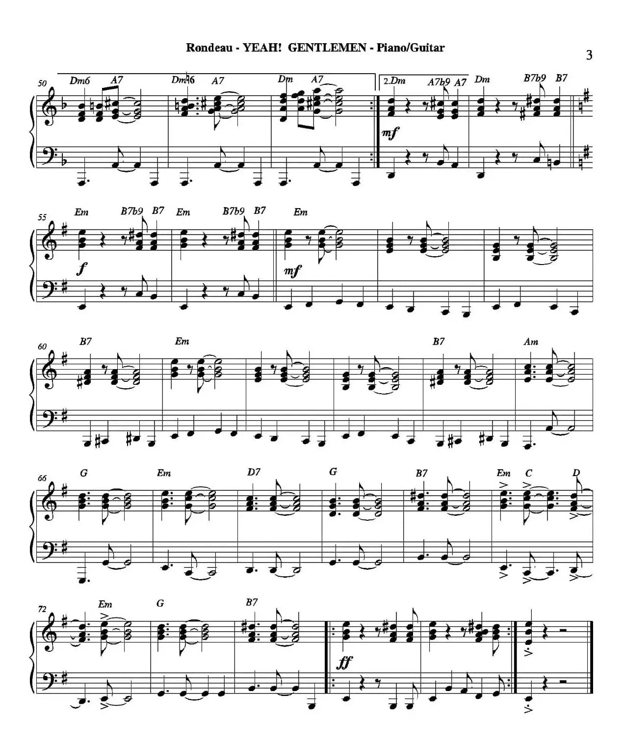 YEAH! GENTLEMEN（钢琴、吉他分谱）