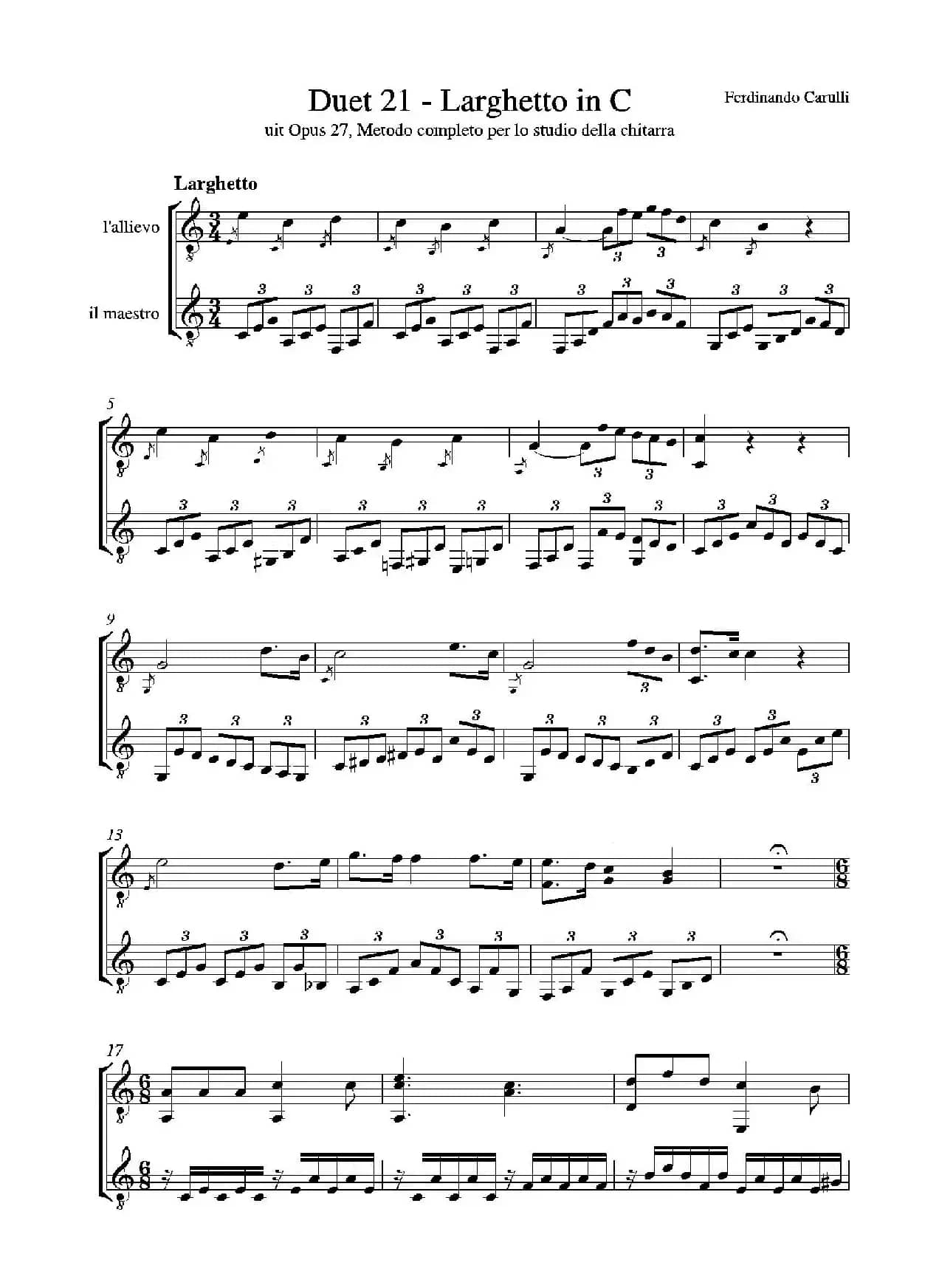 Metodo Completo Op.27-3（古典吉他二重奏练习·21）