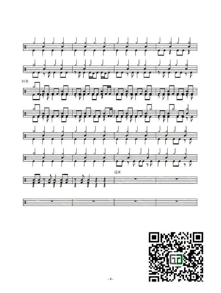 Bye Bye beautiful（架子鼓谱）