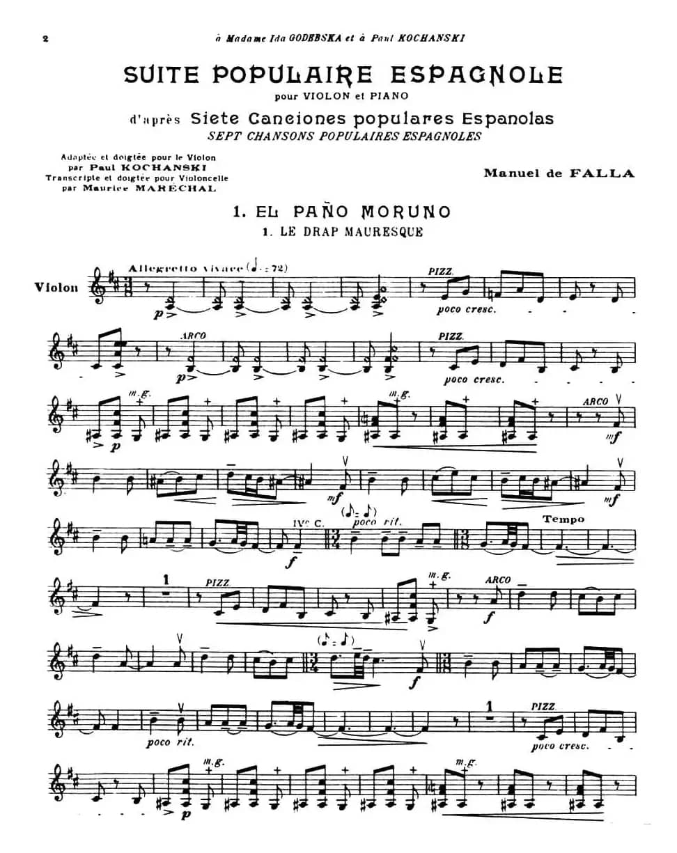 Suite of Spanish Folksongs:1、EL PANO MORUNO