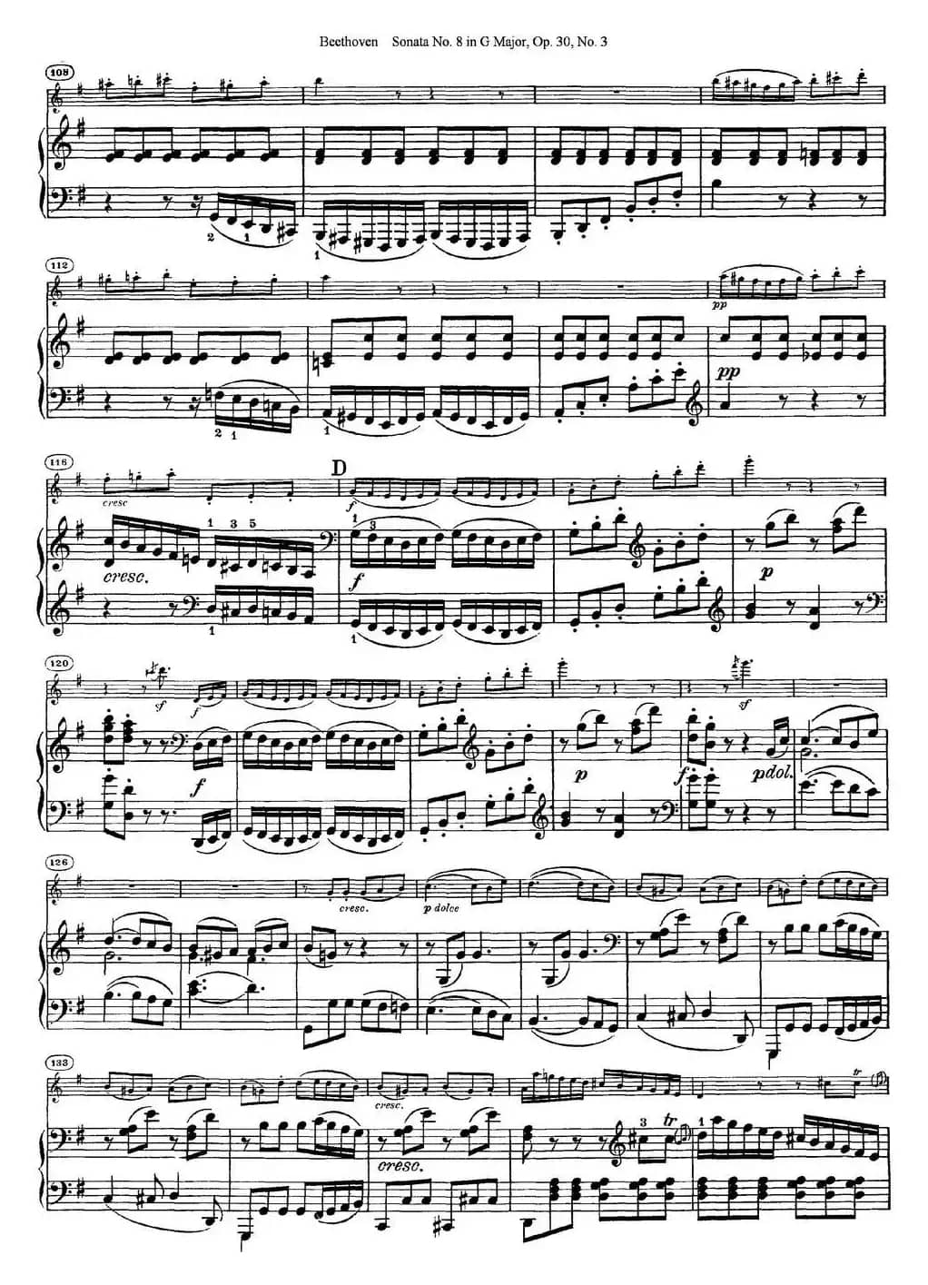 Violin Sonata No.8 in G Major Op.30 No.3（小提琴+钢琴伴奏）