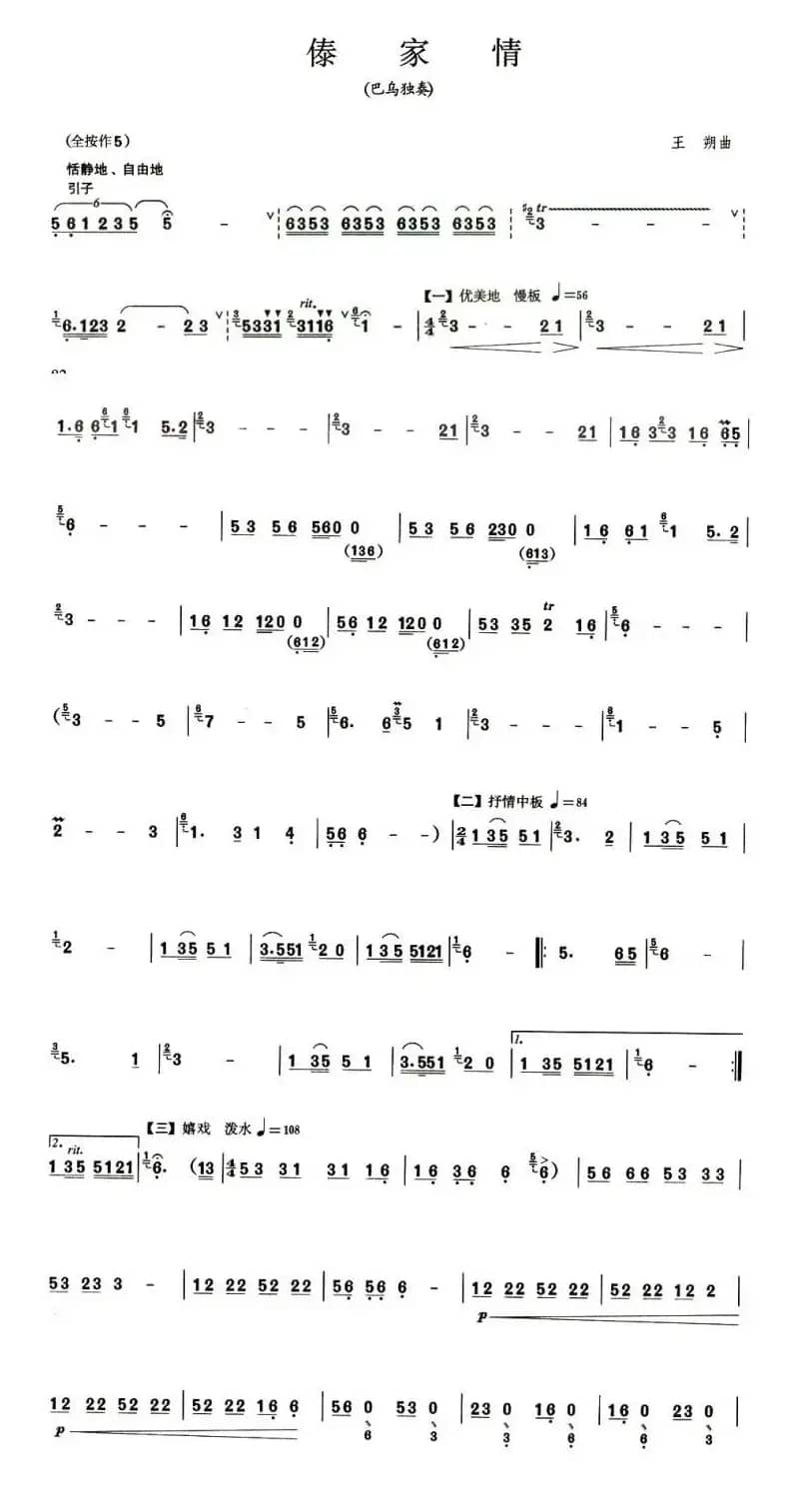 傣家情（巴乌谱）