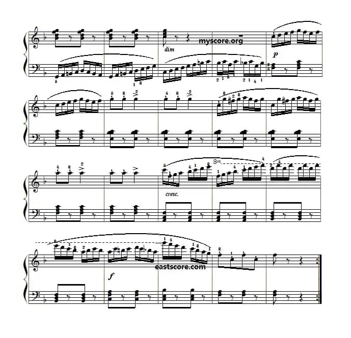 车尔尼《小钢琴家》(Czerny 823)第58首(曲谱及练习提示)