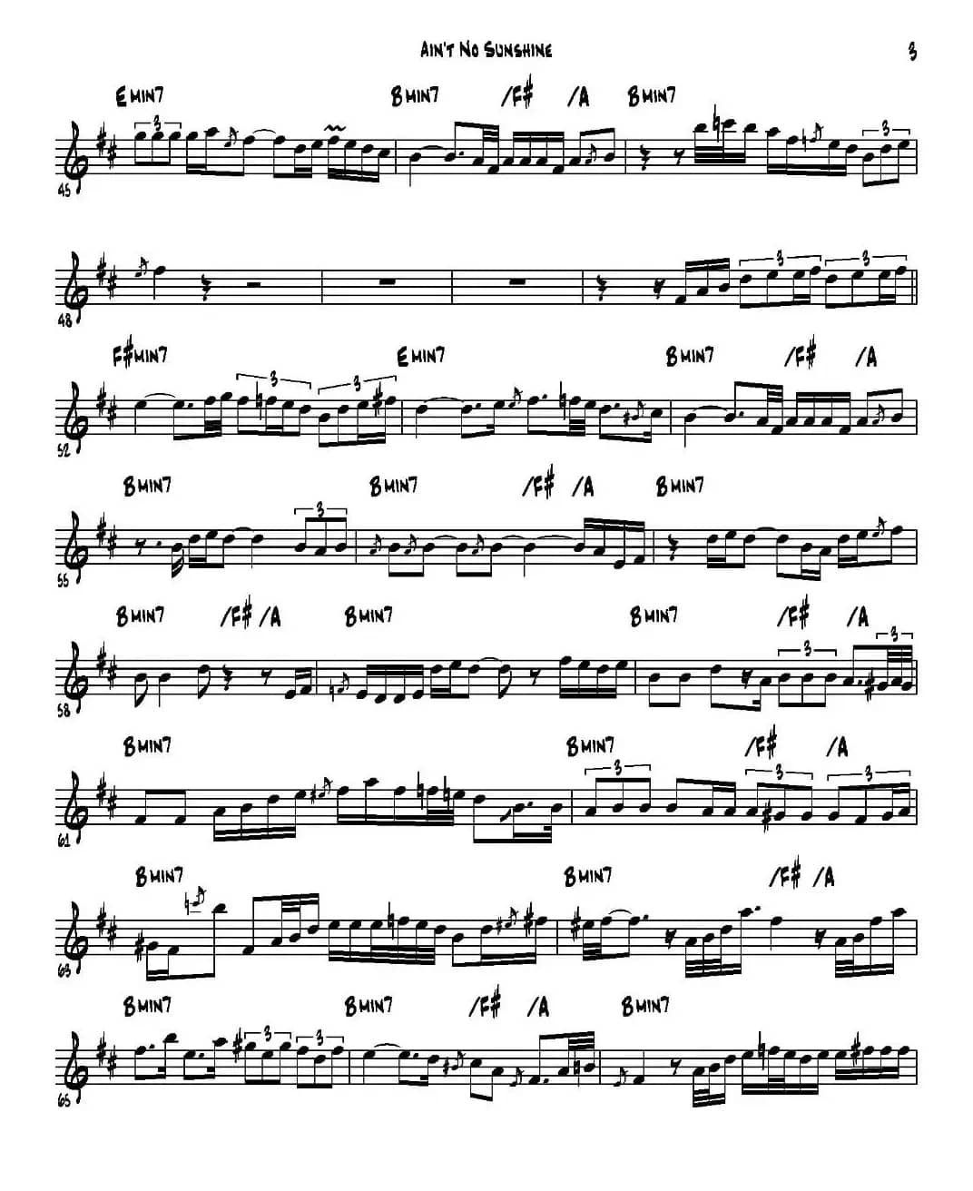 Ain't No Sunshine（次中音萨克斯）