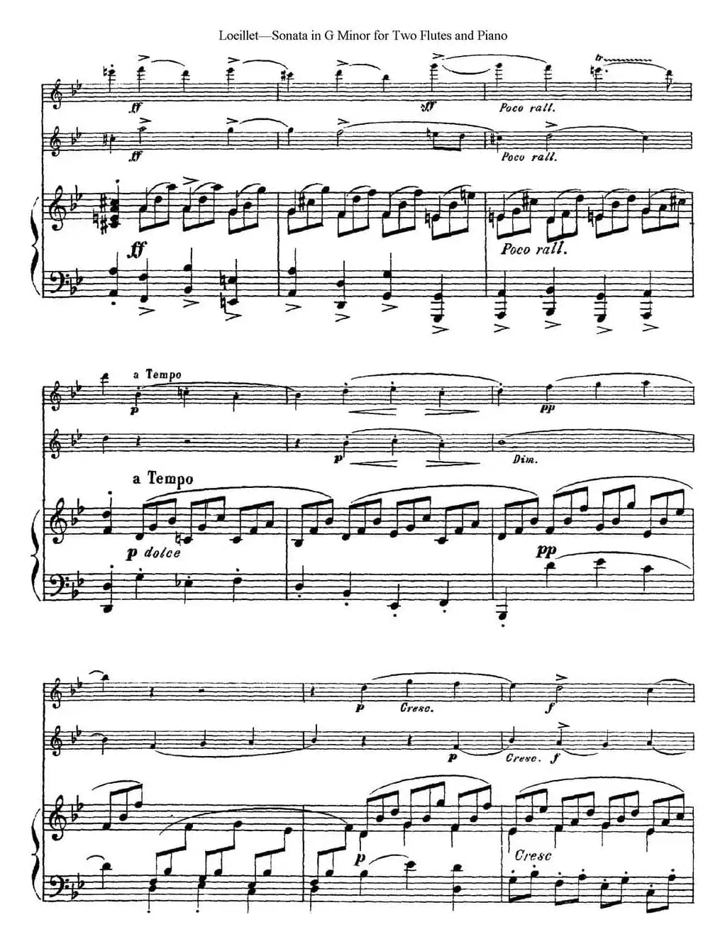 罗埃莱特G小调双长笛与钢琴奏鸣曲