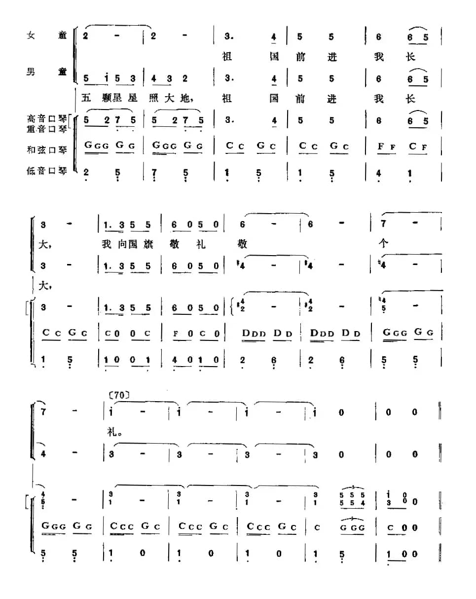 国旗国旗多美丽（童声合唱+口琴乐队伴奏）