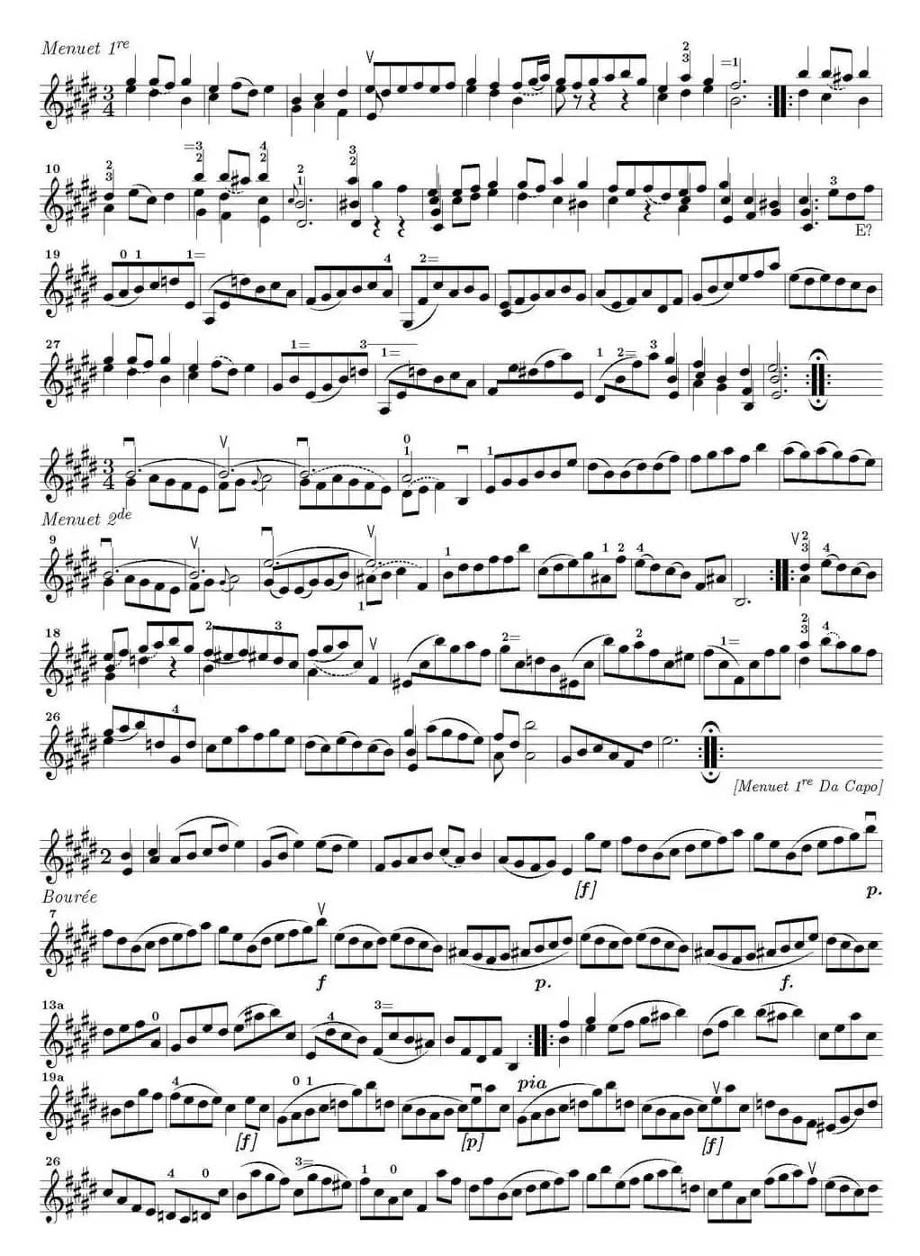 Bach Sonata BWV1006（无伴奏小提琴组曲）