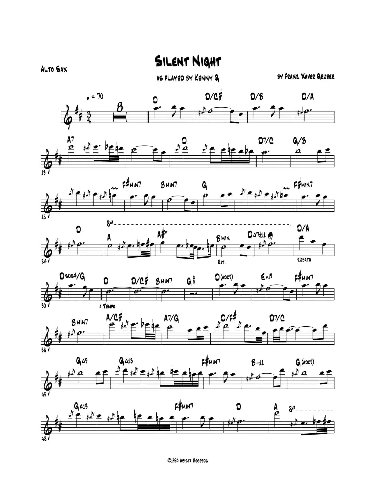 Silent Night（中音萨克斯）