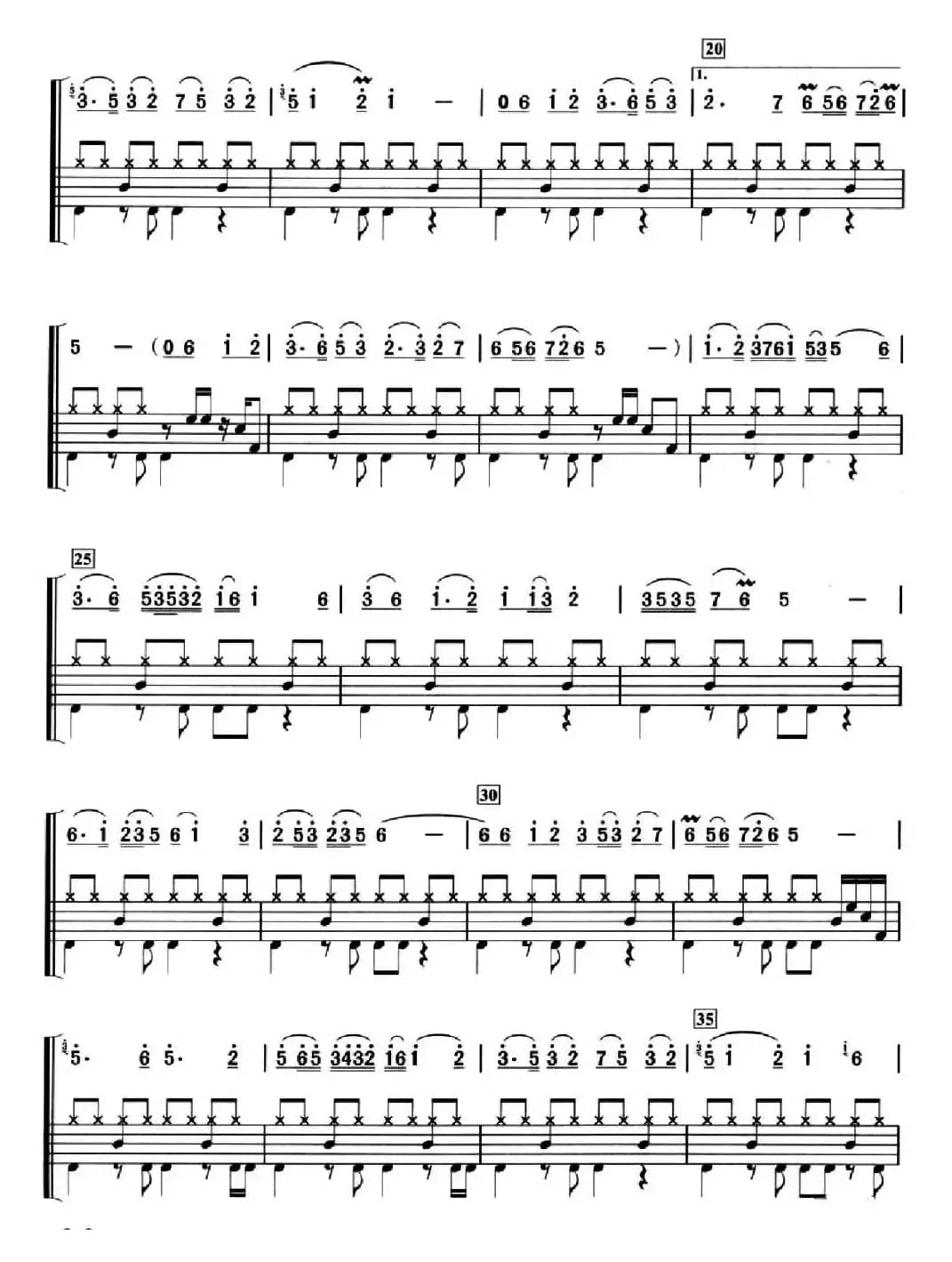 谁不说俺家乡好（架子鼓、简谱+鼓谱）