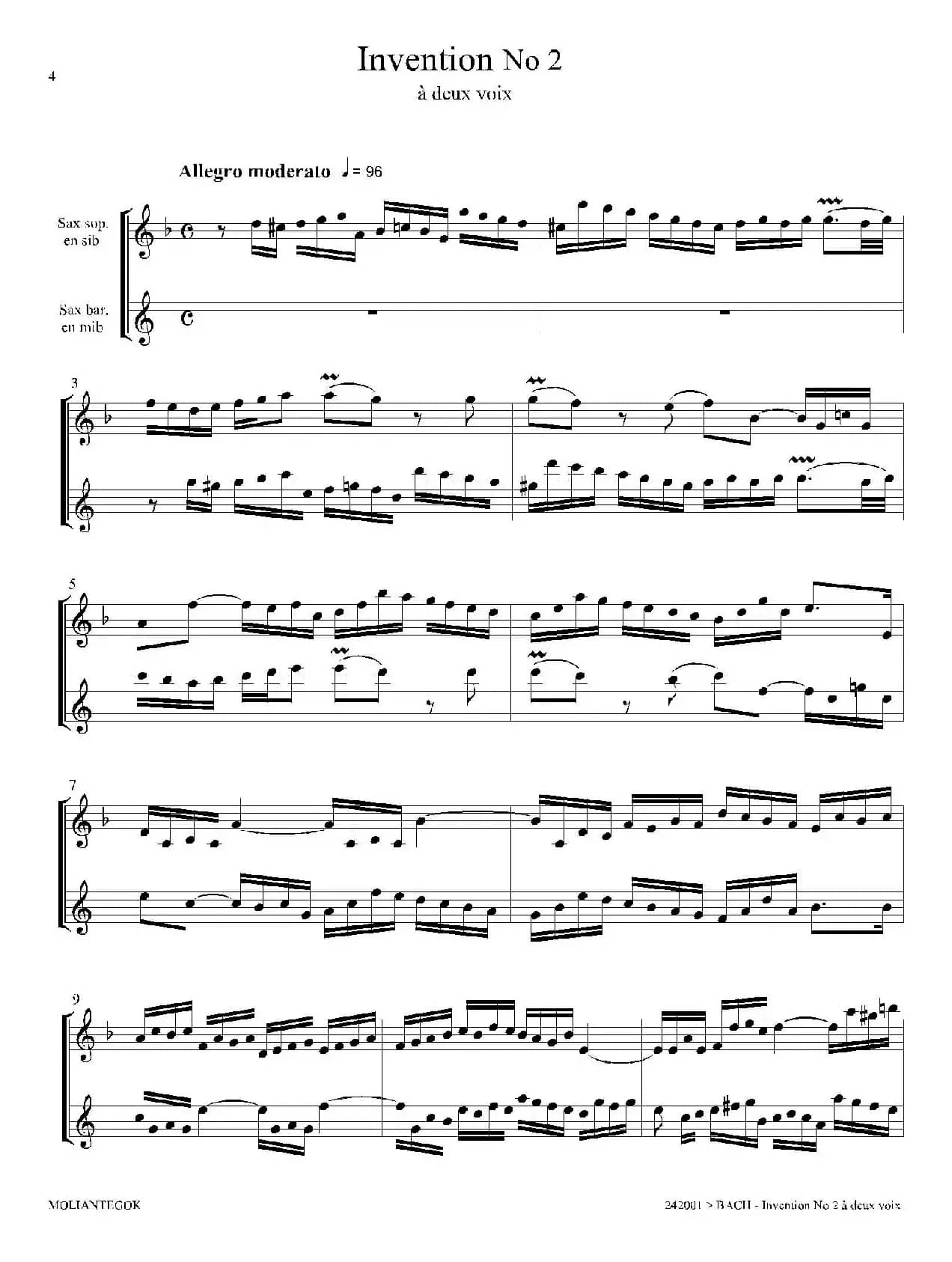 Inventions 巴赫15首创意曲（二重奏—2）