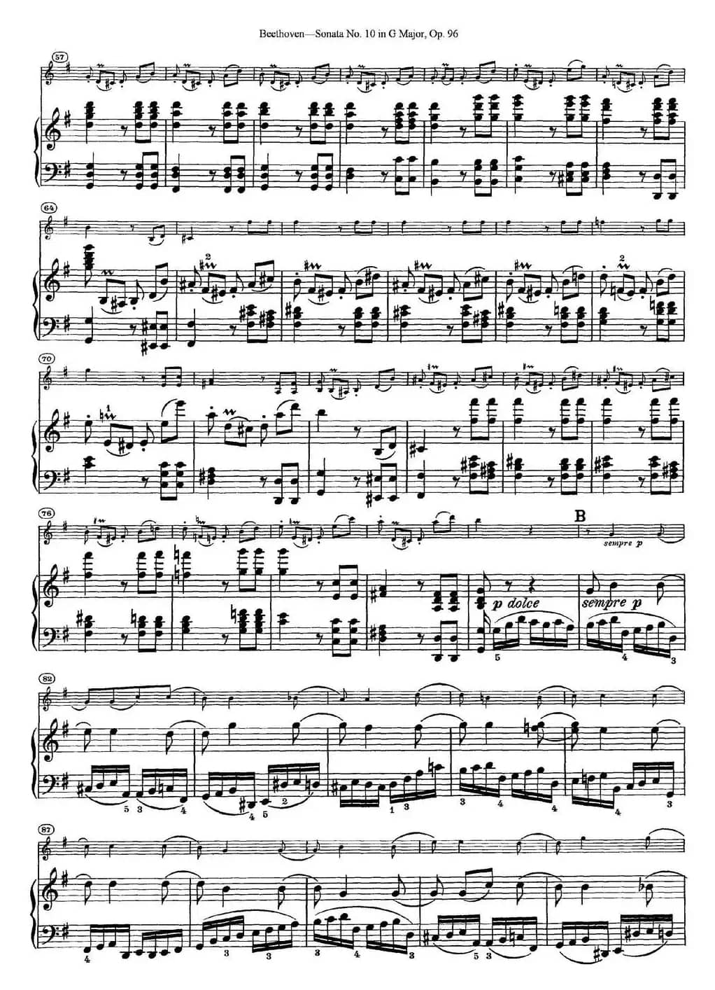 Violin Sonata No.10 in G Major Op.96（小提琴+钢琴伴奏）