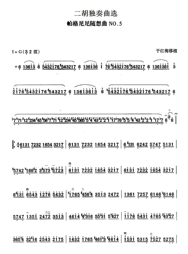 二胡独奏曲选：帕格尼尼随想曲 NO.5