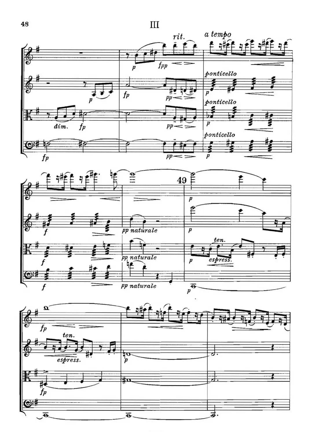 QUARTET Op.83（第三部分）（弦乐四重奏）