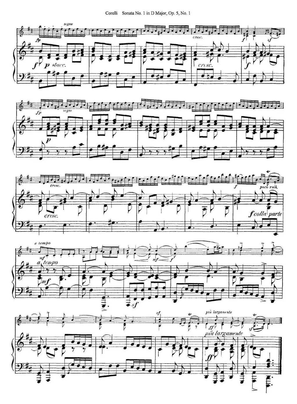 Sonata No.1 in D MajorOp.5 No.1（小提琴+钢琴伴奏）